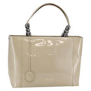 Christian Dior Maris Pearl Tote Bag Patent leather Beige Auth 146601-1