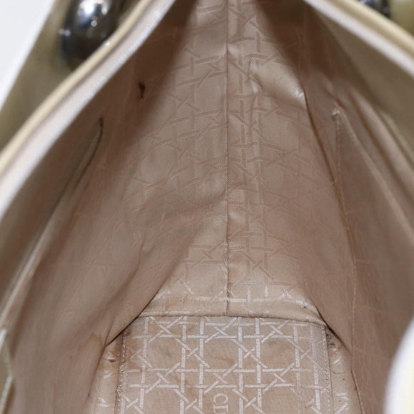 Christian Dior Maris Pearl Tote Bag Patent leather Beige Auth 146601