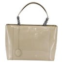 Christian Dior Maris Pearl Tote Bag Patent leather Beige Auth 146601-13