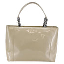 Christian Dior Maris Pearl Tote Bag Patent leather Beige Auth 146601-2