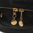 CHANEL COCO Mark Vanity Hand Bag Caviar Skin Black Gold CC Auth 146602A-15