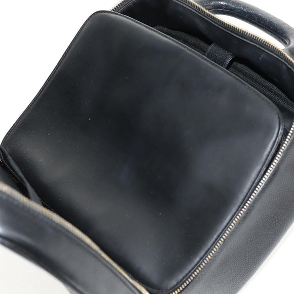 CHANEL COCO Mark Vanity Hand Bag Caviar Skin Black Gold CC Auth 146602A