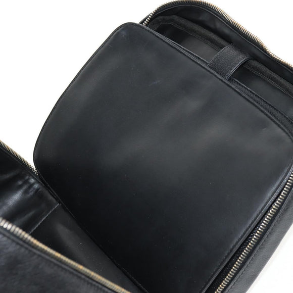 CHANEL COCO Mark Vanity Hand Bag Caviar Skin Black Gold CC Auth 146602A