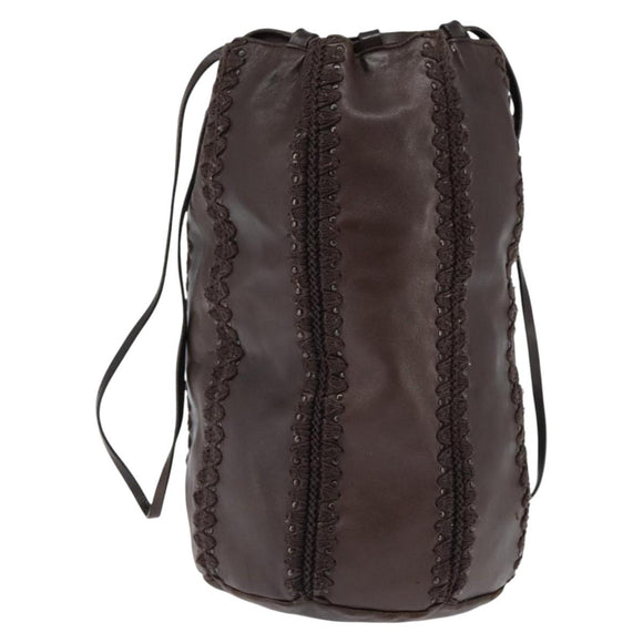 PRADA Shoulder Bag Leather Brown Auth 146605