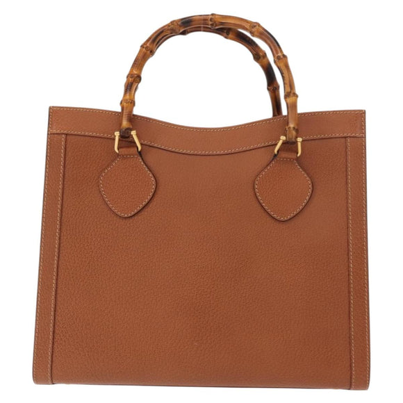 GUCCI Bamboo Hand Bag Leather Brown Gold 002 2853 0260 0 Auth 146606
