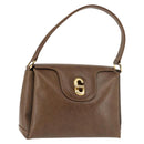 GUCCI Hand Bag Leather Vintage Gold Brown Auth 146612-1
