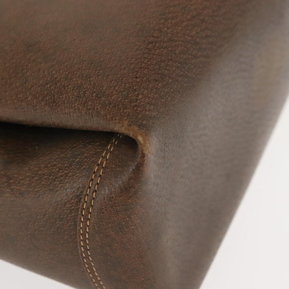 GUCCI Hand Bag Leather Vintage Gold Brown Auth 146612