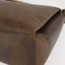 GUCCI Hand Bag Leather Vintage Gold Brown Auth 146612-14