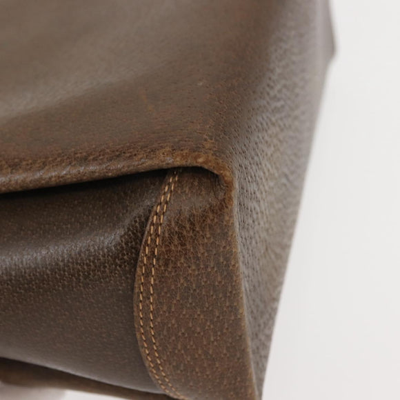 GUCCI Hand Bag Leather Vintage Gold Brown Auth 146612