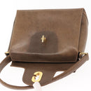 GUCCI Hand Bag Leather Vintage Gold Brown Auth 146612-10