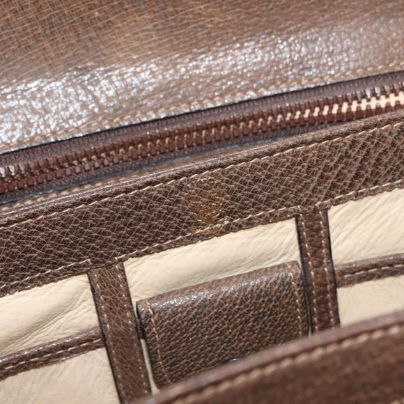 GUCCI Hand Bag Leather Vintage Gold Brown Auth 146612