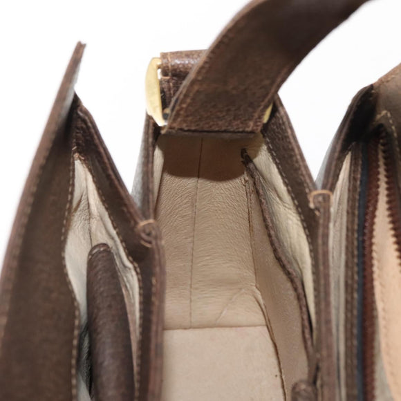 GUCCI Hand Bag Leather Vintage Gold Brown Auth 146612