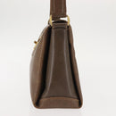 GUCCI Hand Bag Leather Vintage Gold Brown Auth 146612-3