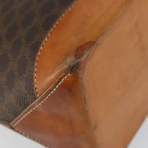 CELINE Macadam Canvas Tote Bag PVC Leather Brown Gold Auth 146613