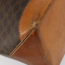 CELINE Macadam Canvas Tote Bag PVC Leather Brown Gold Auth 146613-9