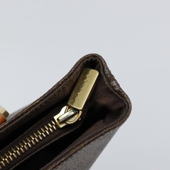 CELINE Macadam Canvas Tote Bag PVC Leather Brown Gold Auth 146613