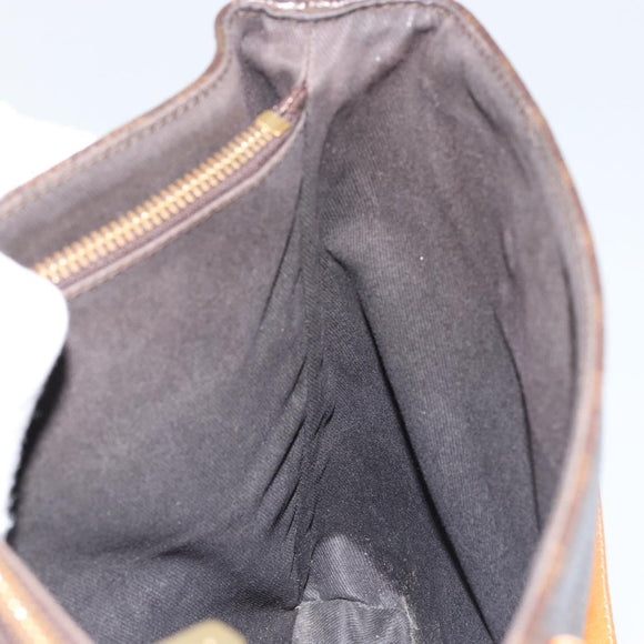 CELINE Macadam Canvas Tote Bag PVC Leather Brown Gold Auth 146613