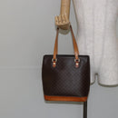 CELINE Macadam Canvas Tote Bag PVC Leather Brown Gold Auth 146613-23