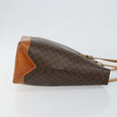 CELINE Macadam Canvas Tote Bag PVC Leather Brown Gold Auth 146613-3