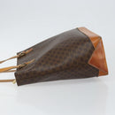CELINE Macadam Canvas Tote Bag PVC Leather Brown Gold Auth 146613-4