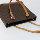 CELINE Macadam Canvas Tote Bag PVC Leather Brown Gold Auth 146613-6