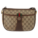 GUCCI GG Supreme Web Sherry Line Bag PVC Beige Gold 89 02 032 Auth 146615-13