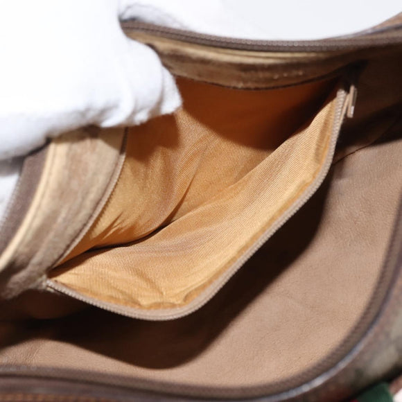 GUCCI GG Supreme Web Sherry Line Bag PVC Beige Gold 89 02 032 Auth 146615