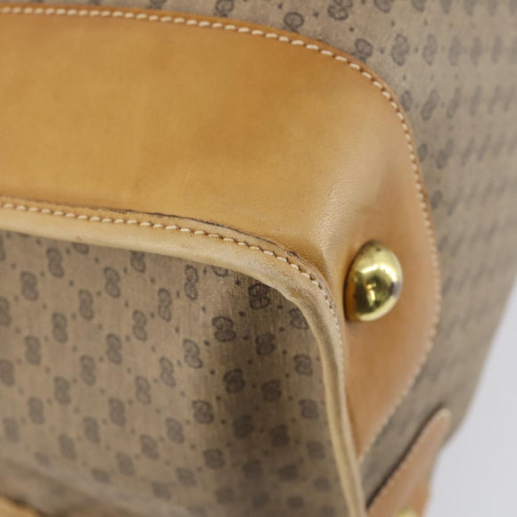 GUCCI Micro GG Supreme Hand Bag PVC Leather Vintage Beige Gold Auth 146616