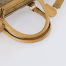 GUCCI Micro GG Supreme Hand Bag PVC Leather Vintage Beige Gold Auth 146616-8