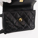 CHANEL Waist pouch Matelasse Waist bag Leather Black Gold CC Auth 146618-19