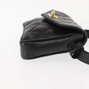 CHANEL Waist pouch Matelasse Waist bag Leather Black Gold CC Auth 146618-3