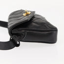 CHANEL Waist pouch Matelasse Waist bag Leather Black Gold CC Auth 146618-4