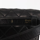 CHANEL Waist pouch Matelasse Waist bag Leather Black Gold CC Auth 146618-8