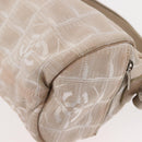 CHANEL New Travel Line Shoulder Bag Nylon Beige CC Auth 146622-14