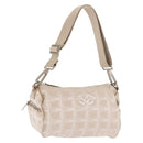 CHANEL New Travel Line Shoulder Bag Nylon Beige CC Auth 146622-1