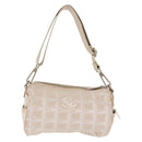CHANEL New Travel Line Shoulder Bag Nylon Beige CC Auth 146622-2
