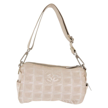 CHANEL New Travel Line Shoulder Bag Nylon Beige CC Auth 146622 - 0