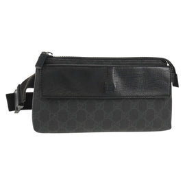 GUCCI GG Supreme Waist bag PVC Black Silver 161833 Auth 146624V