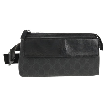 GUCCI GG Supreme Waist bag PVC Black Silver 161833 Auth 146624V