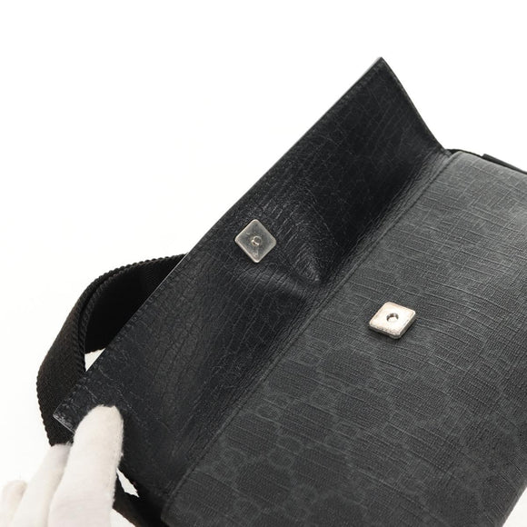 GUCCI GG Supreme Waist bag PVC Black Silver 161833 Auth 146624V