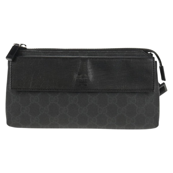 GUCCI GG Supreme Waist bag PVC Black Silver 161833 Auth 146624V