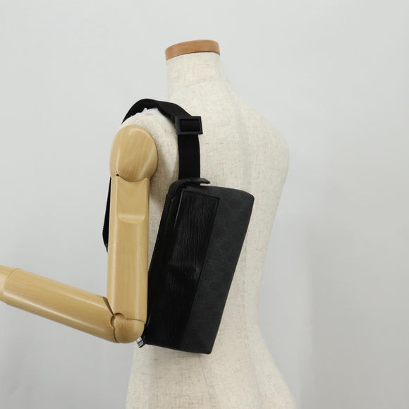 GUCCI GG Supreme Waist bag PVC Black Silver 161833 Auth 146624V