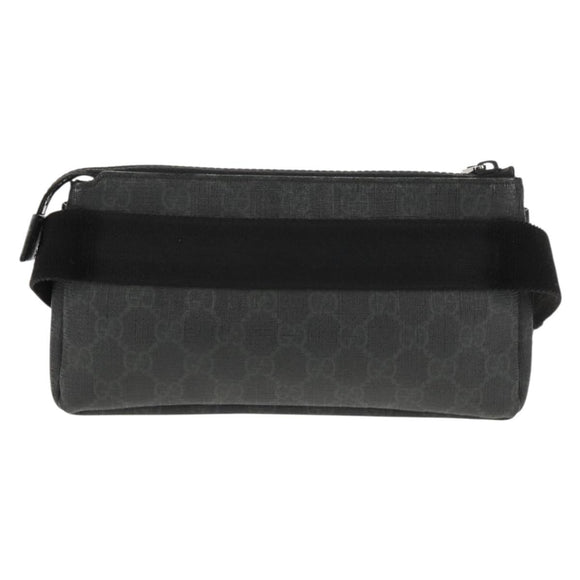 GUCCI GG Supreme Waist bag PVC Black Silver 161833 Auth 146624V