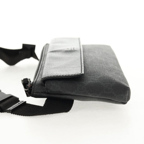 GUCCI GG Supreme Waist bag PVC Black Silver 161833 Auth 146624V