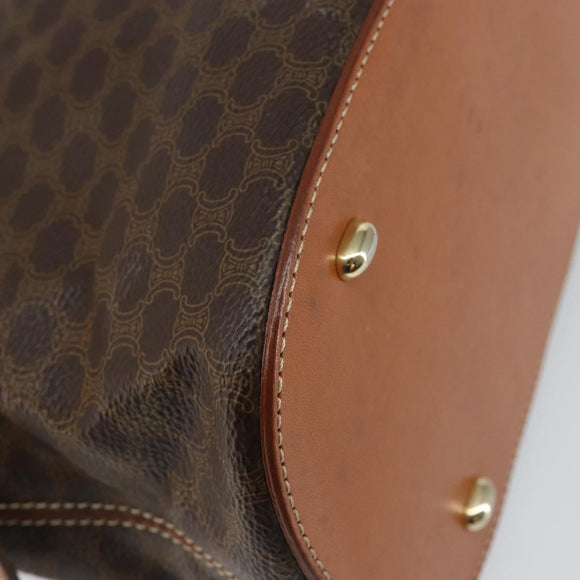 CELINE Macadam Canvas Hand Bag PVC Leather Brown Gold Auth 146628