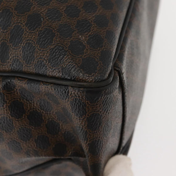 CELINE Macadam Canvas Tote Bag PVC Leather Black Gold Auth 146629