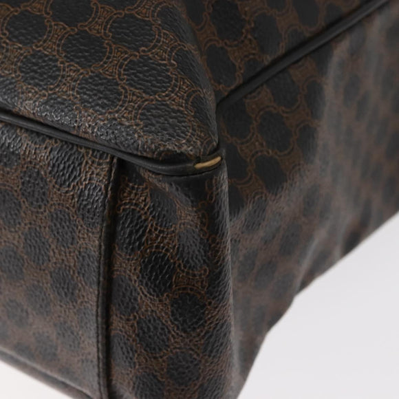 CELINE Macadam Canvas Tote Bag PVC Leather Black Gold Auth 146629