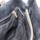 CELINE Macadam Canvas Tote Bag PVC Leather Black Gold Auth 146629-18