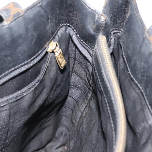 CELINE Macadam Canvas Tote Bag PVC Leather Black Gold Auth 146629