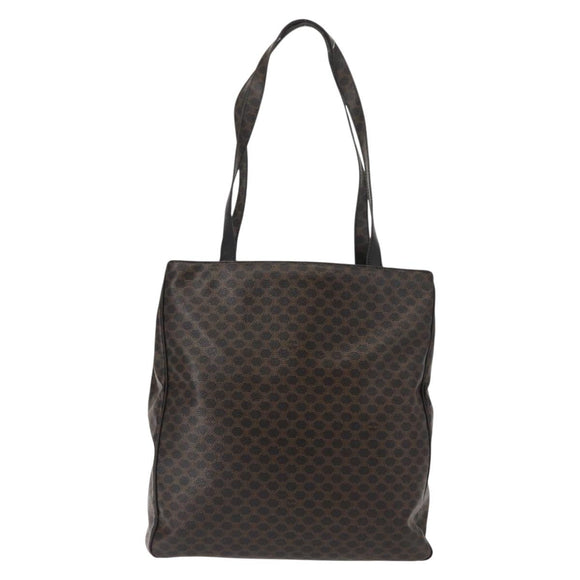 CELINE Macadam Canvas Tote Bag PVC Leather Black Gold Auth 146629